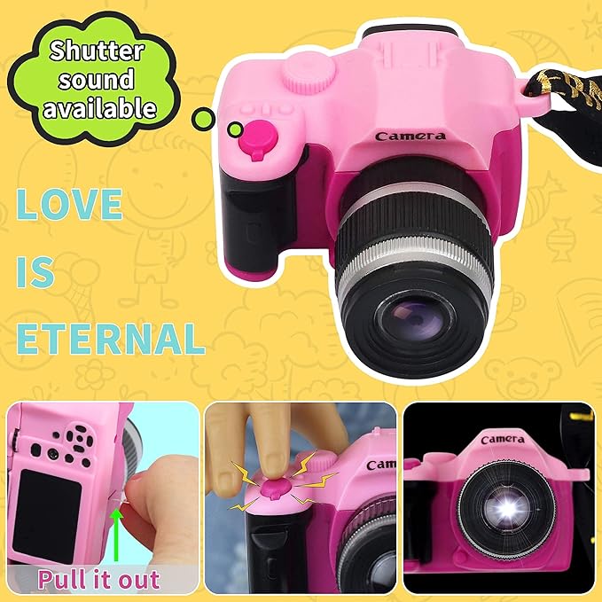 ZITA ELEMENT 7 Items Fashion Doll Camping Tent Set for 18 Inch Girl Doll Accessories - Including 18 Inch Doll Camping Tent, Sleeping Bag, Clothes Set, Shoes, Camera, Eye Glasses and Toy Dog