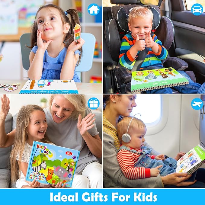 Foayex Preschool Learning Activities Spanish English Books - Bilingual Montessori Educational Toys for 3 4 5 Year Old Girls, Speech Therapy Toys Español para Niños, Juguetes para Niñas Gifts for Kids