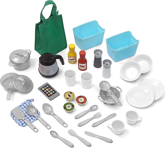 Step2 Great Gourmet Kids Kitchen Playset, Indoor/Outdoor Kitchenette, Interactive Play with Lights and Sounds, Made of Durable Plastic, Includes 33 Piece Toy Accessories, Toddlers 3+ Years Old, Pink