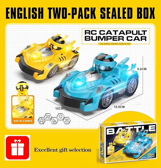 2 Pack Remote Control Cars Toys for Ages 6-12, 2.4 Ghz Remote Control Car with LED Light & Music, Christmas Birthday Gifts for Boys Girls Aged 6-12