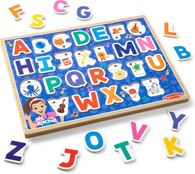 Melissa & Doug® Ms. Rachel™ Wooden Phonics Alphabet Sound Puzzle with Light-Activated Sound Effects, 24-Piece Toddler Toys for Boys and Girls Ages 2+ Years