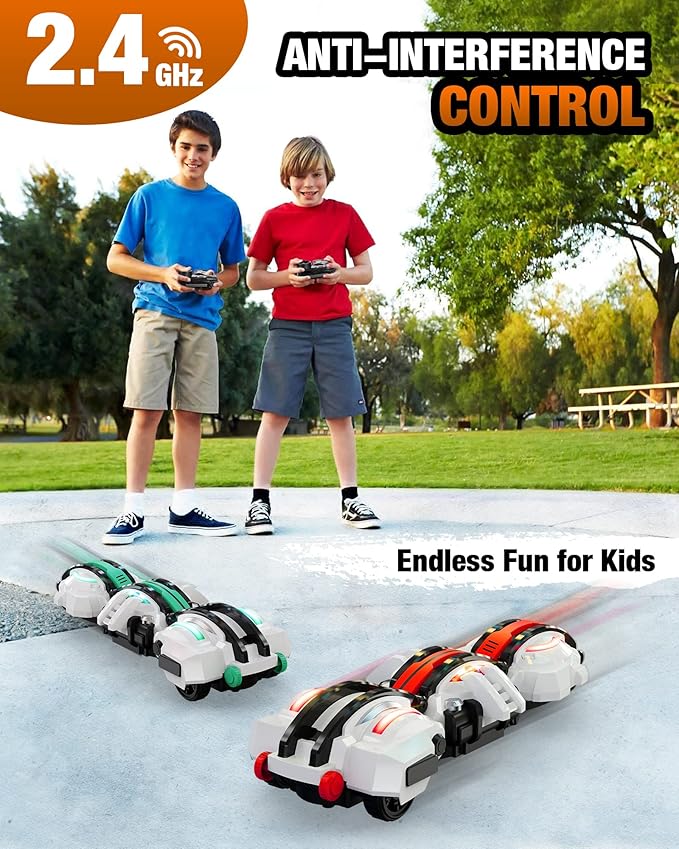 BAZADER RC Car with LED Lights - Remote Control Car Snakes 360° Roll Toy, Birthday for Kids Age 7 8 9 10 11+ Year Old, 2 Batteries 60+min, Indoor/Outdoor Toy for 6-12 yr Teen Boys