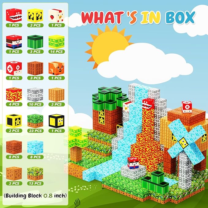 100PCS Magnetic Blocks - Building Cube Game Toys for Kids Ages 3-5 4-8 8-12, STEM Sensory Toys for Boys & Girls 3+, Stacking Toy Gifts for Toddlers Christmas Birthday, Educational Construction Toys