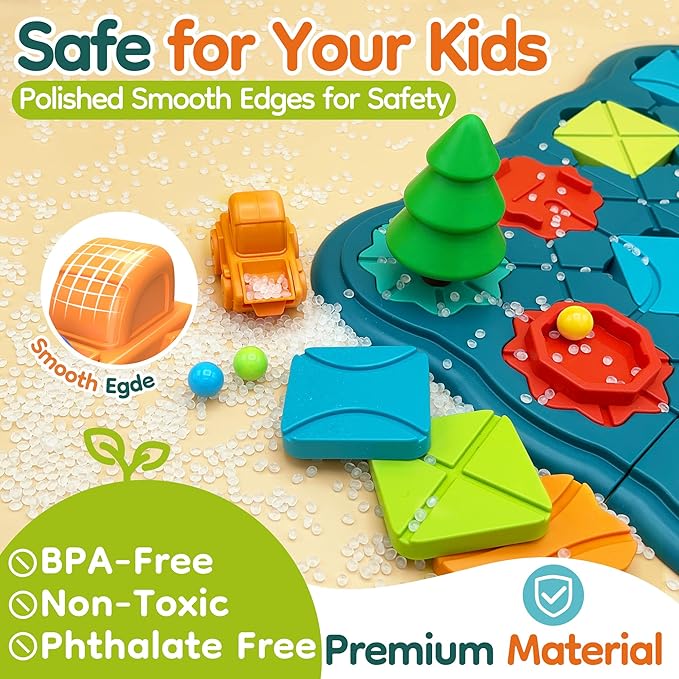 Kids Toys STEM Board Games - Logic Road Builder Brain Teasers Puzzles for 4 5 6 7 Year Old Boys Girls, Educational Montessori Birthday Gifts for Ages 4-8 Preschool Classroom Learning (28 PCS)