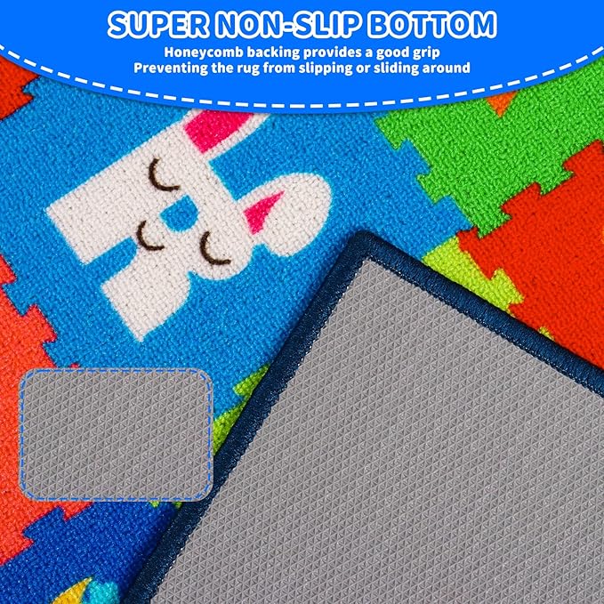 Classroom Rugs, Preschool Carpet for Classroom Elementary, School Learning Non-Slip Educational Carpet, Washable Kids Rugs for Playroom Nursery (Style 8, 59'' x 39.4")