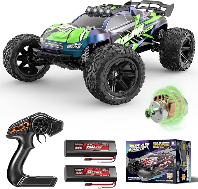1:10 Big Rc Cars 18-Inch,Fast Remote Control Car Trucks,45+KM/H RC Off-Road Electric Truck, Includes 2 Rechargeable 2600mAh Batteries, Rc Cars for Adults & Boys
