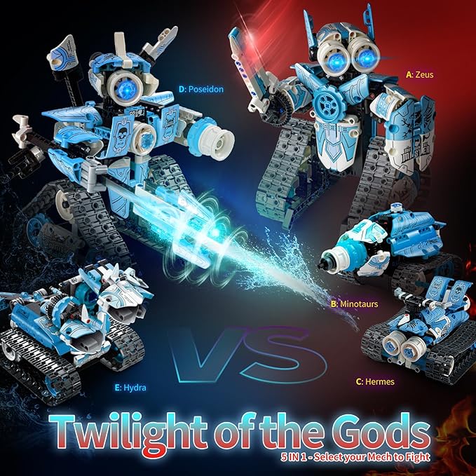 5 in 1 RC Robot Toy Building Sets, 398PCS APP & Remote Control Blocks DIY Erector Sets Science Kits for Kids Age 8-12, STEM Toys for Ages 8-13 Gifts for Boys Girls Age 6 7 9 10 11 14+ Year Old