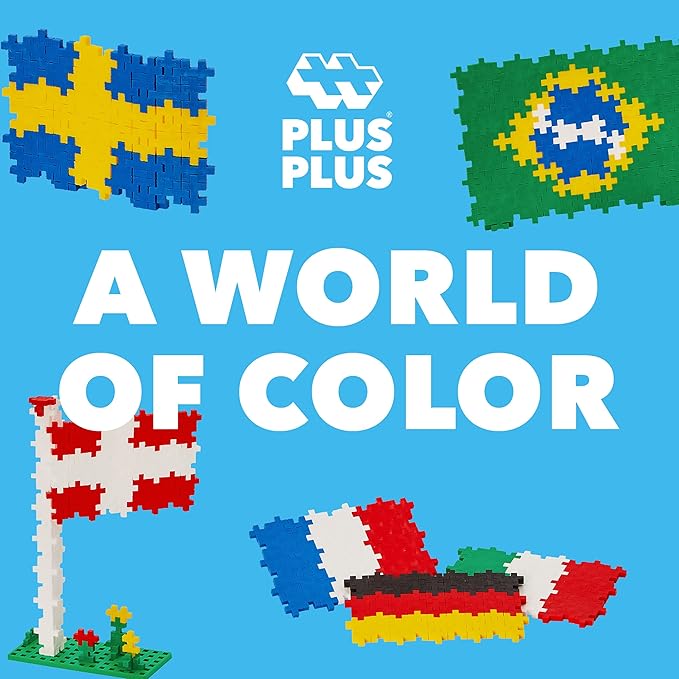 PLUS PLUS - Learn to Build - Flags of The World - 500 Pieces, Construction Building Stem/Steam Toy, Interlocking Mini Puzzle Blocks for Kids