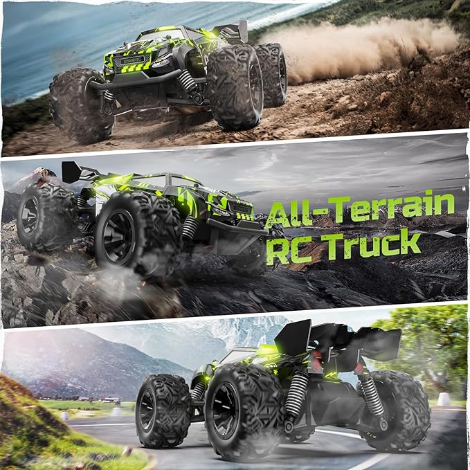 DEERC RC Cars Remote Control Car for Boys Age 8-12, Glowing Eagle RC Truck W/ 2 Rechargeable Batteries for 40 Min Play, 2.4Ghz All Terrain Off-Road Monster Truck Toys for Kids Birthday Xmas Gift