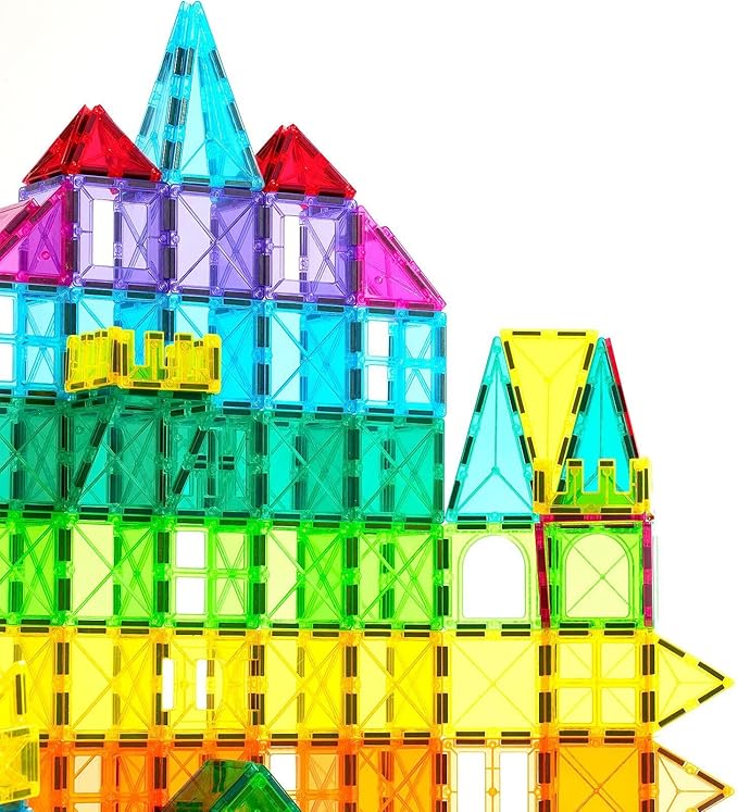 Magnetic Tiles Car Set Truck Kit Toy with Stronger Magnets, Educational Magnet Cars with Re-Enforced Hitch and Long Bed for Girls Boys Toddler Ages 3+ (96 PCS Set)