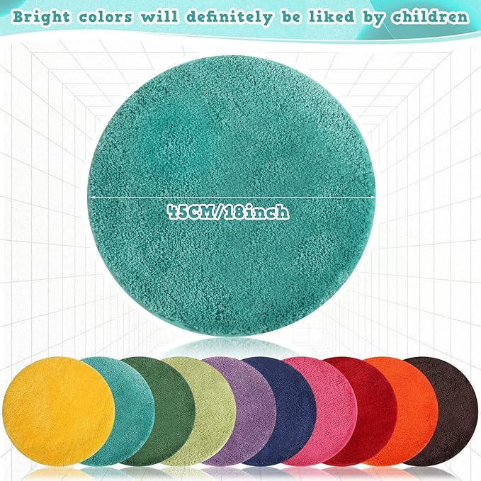Children's Mats 18 Inch Kids Carpet Circle Seats Multi Color Rug Mats Round Soft Warm Floor Cushions for Classroom Library Group Activity Spot Marker Play Areas(30 Pieces)