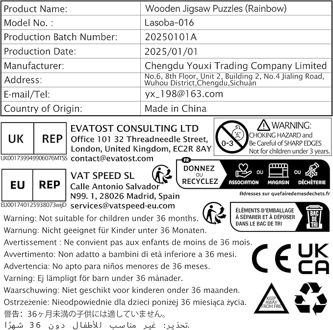 Kids Wooden Puzzles for Toddlers 3-5, Color Shapes for Ages 4-6, Montessori Toys for 3 Year Old, Great Gifts for 3+ Year Olds (Rainbow)
