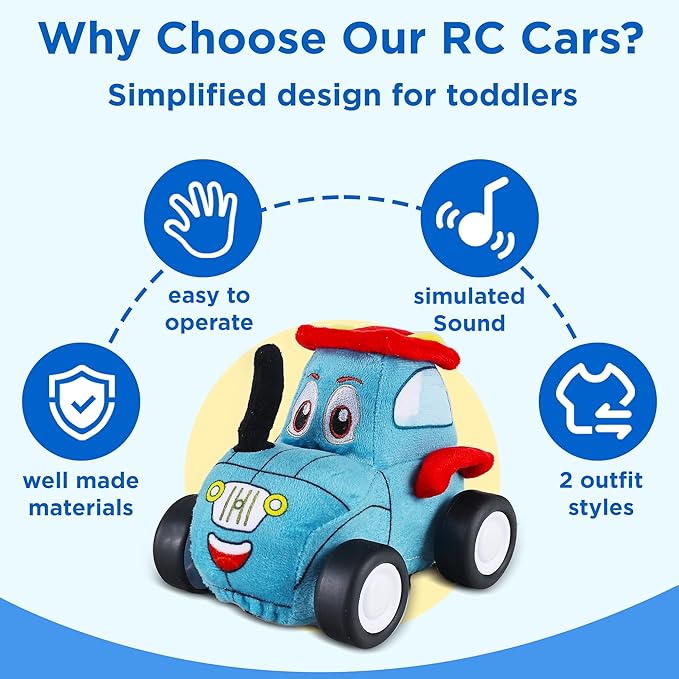 iPlay, iLearn Toddler Soft Car Toy 1-3, Baby Remote Control School Bus Tractor Truck Toy 2 Year Old Boy, 2-IN-1 RC Plush Vehicle Play Set, Infant First Birthday Gift 18 24 Month 2 3 4 5 Year Girl Kids