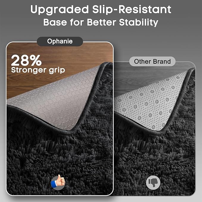 Ophanie Small Black Entryway Throw Rugs for Bedroom, 2x3 Mini Area Rug, Affordable Non Slip Fluffy Carpet, Fuzzy Soft Living Room Rugs, Home Decor Aesthetic, Nursery