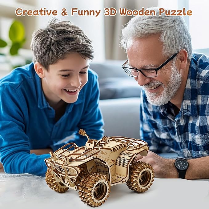 3D Wooden Puzzle for Adults, Mechanical Beach Car Puzzle, DIY Vehicle Model Building Kit Handicraft Wood Craft Hobbies Toy, Birthday for Hobbyist 14+ Family Women Men, 417 Pcs