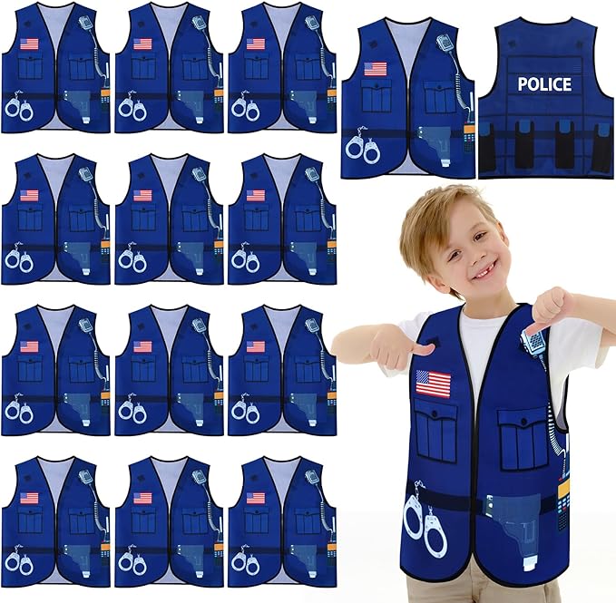 Panitay 12 Pcs Kids Community Helper Dress up Vest, Boy & Girl Career Cosplay Party Costume for Toddlers Occupation Role Play