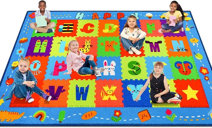 Classroom Rugs, Preschool Rugs for Elementary, School Learning Seat Area Rug, Non-Slip Educational Classroom Carpet, Washable Kids Mat for Playroom Nursery (Style 8, 13'x 7'5")