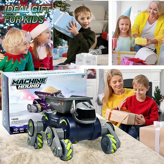 Robot Dog Toys for Boys Girls, Remote Control Car for Kids Ages 5-7, Rechargeable RC Car Stunt Kids Toys with Light Music Gesture Sensing RC Trucks Robot Toy for 8-12 Boys Girls Birthday Gift Green
