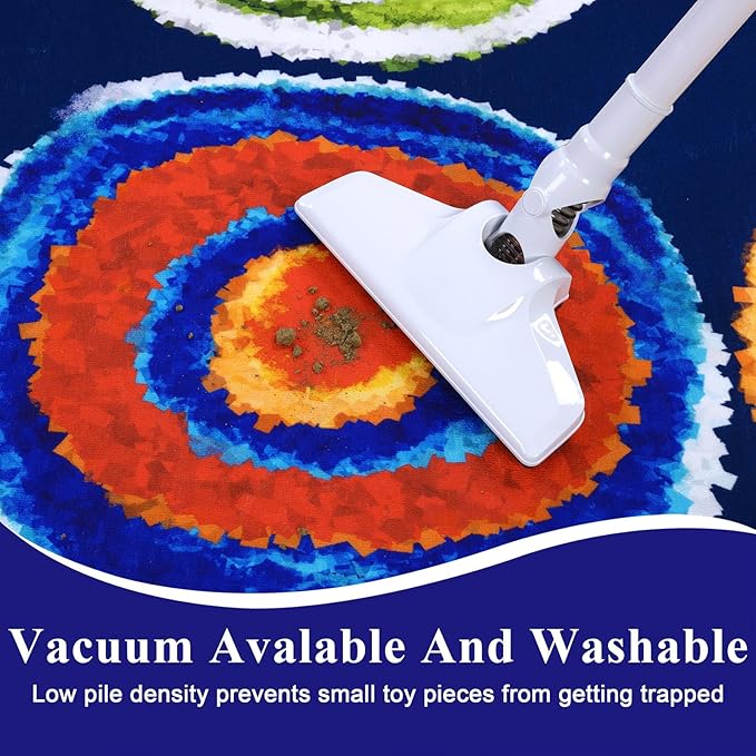 Classroom Rug 24 Seats Alphabet Educational Area Rug for Classroom Preschool Kids Room，ABC Kids Rug Rainbow Classroom Carpet, Playroom or Home Learning Floor Mat, 7'6" x 12', Deep Blue