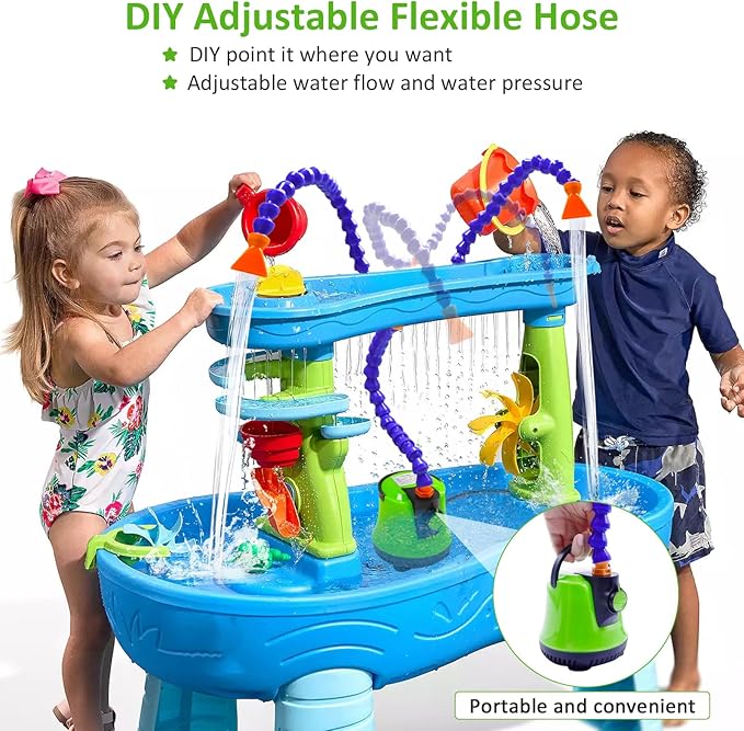 2025 Newly Upgraded Water Table Pump Toys for Kids, Fun Swimming Pool Toys for Kids, 2 Way Pump Water Table for Toddlers 2+, Play Water Table Accessories