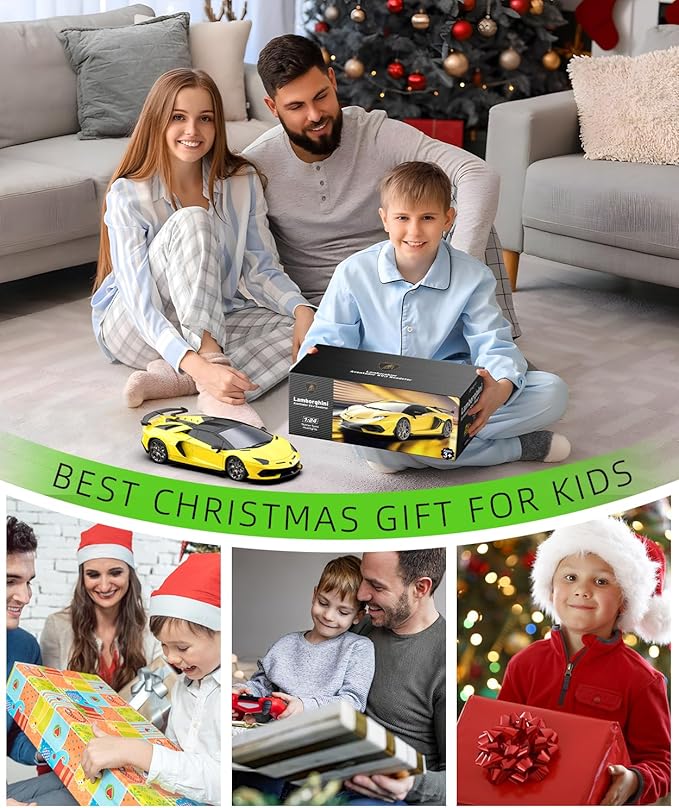 Lamborghini Remote Control Car, 1:24 Scale Electric Sport Racing Hobby Toy Car Lamborghini Model Vehicle for Boys Girls Birthday Gifts, Yellow