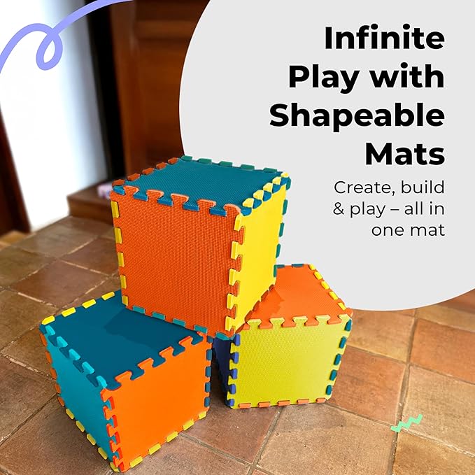 MioTetto Foam Floor Tiles for Kids - Non-Toxic Comfortable Baby Play Mat and Interlocking Foam Tiles, Fits with 74x74 Playpen Mat for Crawling & Development, Soft Play Mat for Babies 6-12 Months