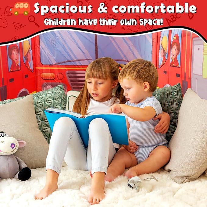 Pop up Play Tent for Kids Aged 1-3 Years Old Boys and Girls : Fire Truck Tent Playhouse Toy Play Tents for Toddlers 3-5 Kids Tent Indoor Outdoor Playhouse Toys for 1 + Year Old, Fire Truck