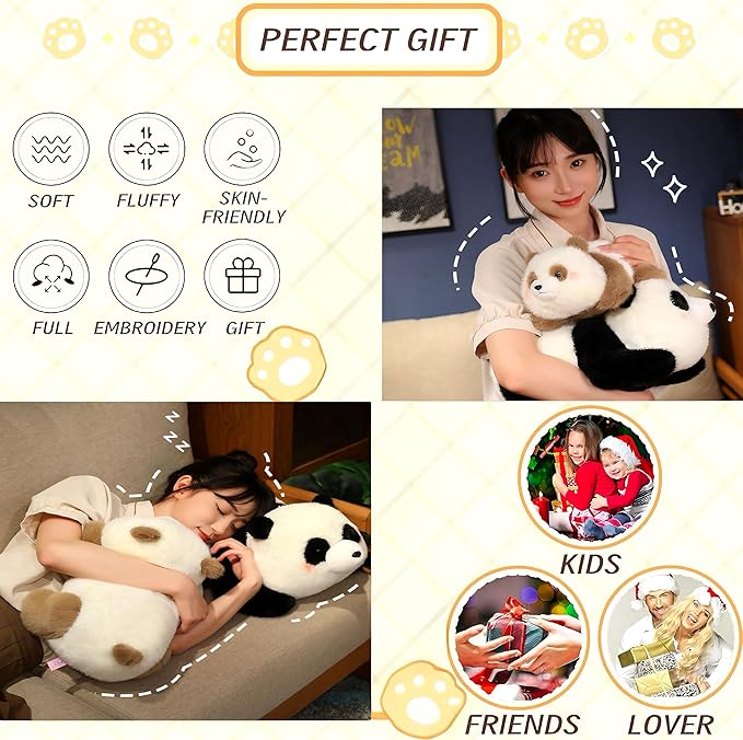 Panda Stuffed Animal, Soft Plush Toys, Cute Doll Gift for Kids Boy Girl Birthday Christmas, Flushies for Animal Panda