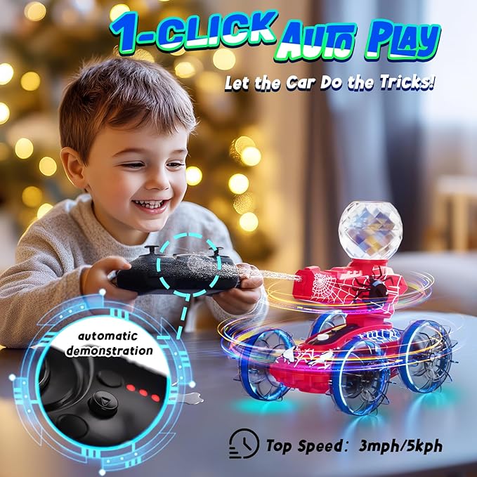 4-in-1 Waterproof Remote Control Car, Amphibious RC Cars & RC Boat for Kids, Water & Land RC Stunt Car, Pool & Beach Toy for Summer Outdoor Play 3 4 5 6 7 8 9 Years Old Boy