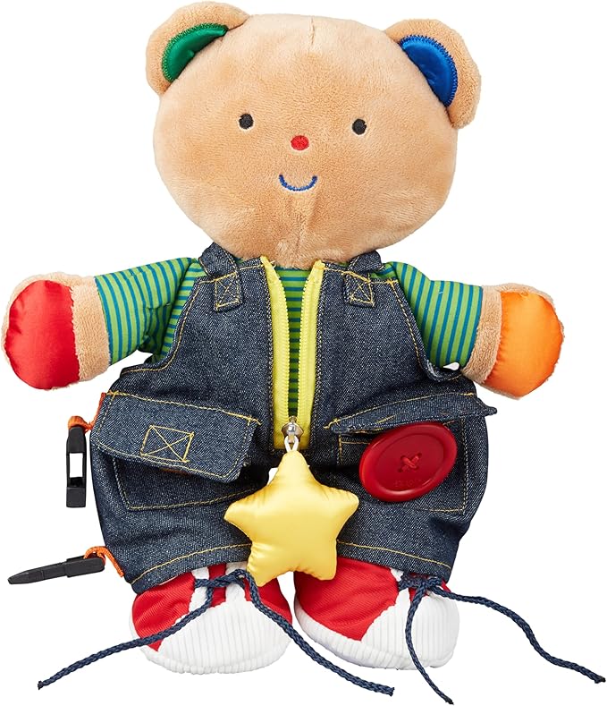 Melissa & Doug K's Kids - Teddy Wear Stuffed Bear Educational Toy - Plush Bear Zipper And Button Learning Toy for Toddlers