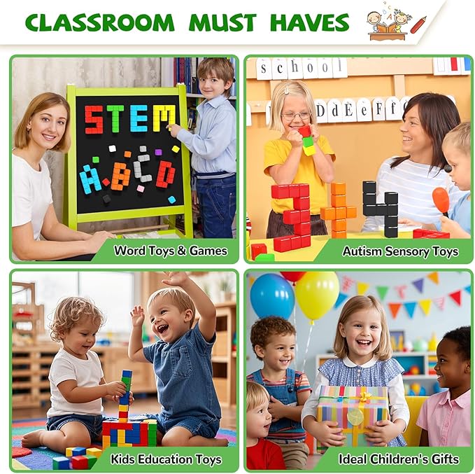 Magnetic Blocks for Toddlers -Classroom Must Haves STEM Learning Toys for 3-5 Year Old Boys & Girls, Safe & Strong Building Blocks with ASMR Sounds,Ideal Gifts for Kids 3+