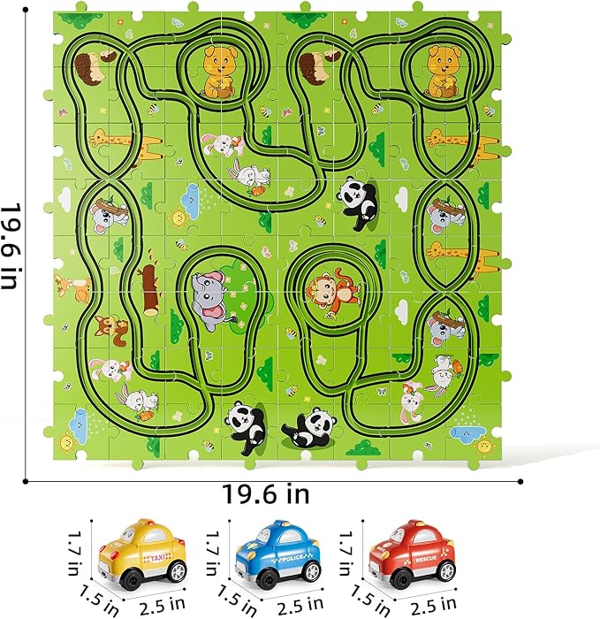 Bennol Toddler Toys Gifts for 2 3 4 5 Year Old Boys, 73 Jigsaw Puzzle Race Track Car Set Toys for Kids Boys Toddlers 1-3 2-4 3-5 4-6, Puzzle Tracks Car Toys Gifts for 2 3 4 5 Year Old Boys Kids