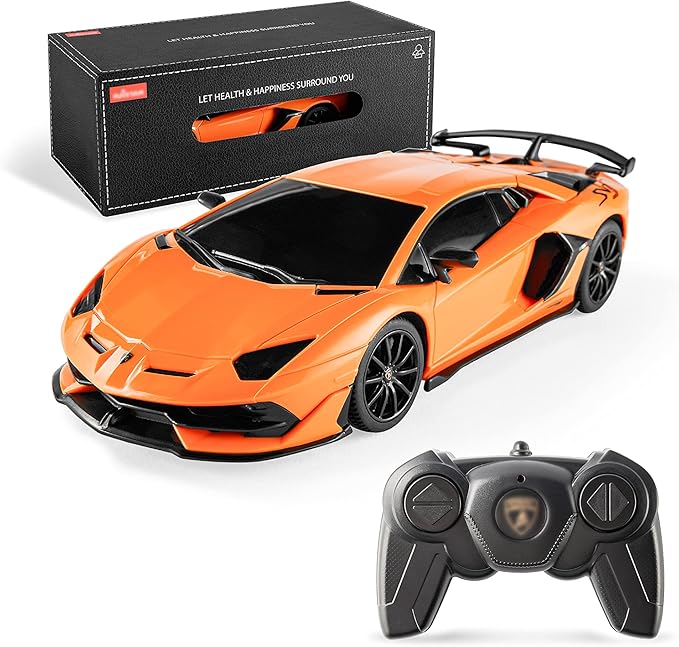 BEZGAR Remote Control Car Licensed RC Car, 1:24 Lambo Toy Car for Kids, Lambo Aventador SVJ Remote Control Model Car Electric Sport Racing Hobby Car for 3 4 5 Year Old Boy Birthday Gift (Orange)