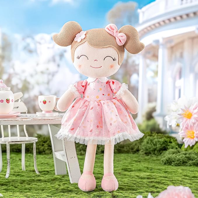 Gloveleya Baby Girl Gift Soft First Baby Doll Plush Doll Floral Pink 16"