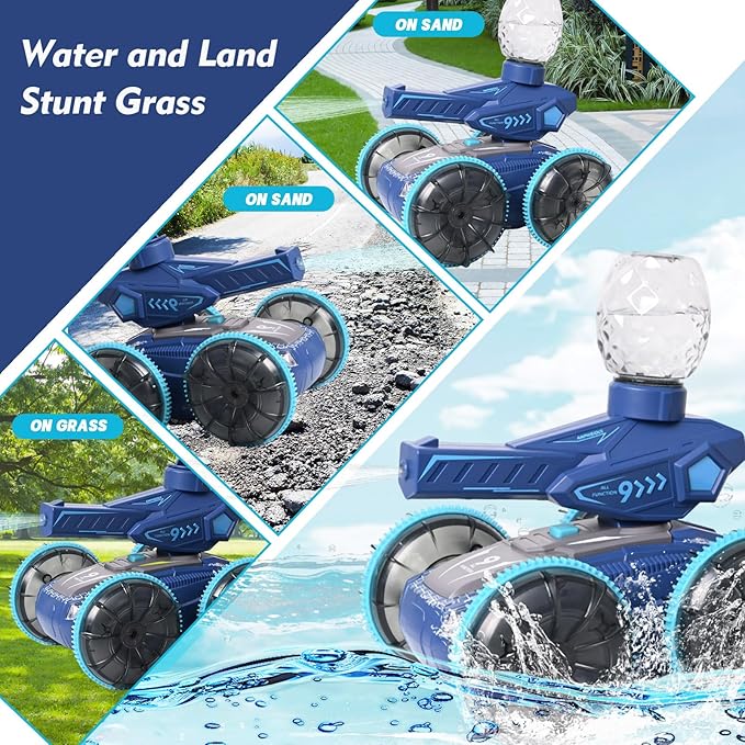 Amphibious Remote Control Truck,Shoot Water Tank RC Cars for Boys, 2.4G Off Road Hand Controlled,Pool Toy Outdoor Summer Gifts Birthday Gift Toys 6-12 Year Old