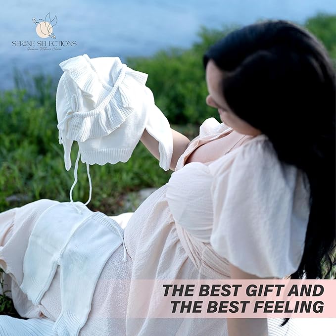 Knitted Newborn Gift Set – 100% Organic Cotton Baby Girl Outfit & Blanket – Soft Coming Home Set (0-3M, 3-6M) – Cozy Infant Set for Daily Wear & Photoshoot – Ropa para Bebé Recién Nacido