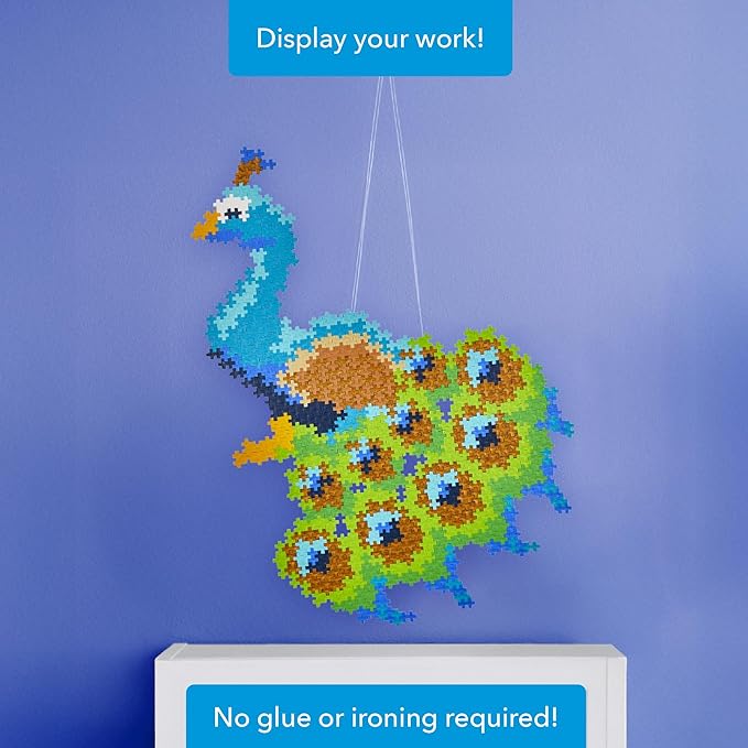 Plus Plus Puzzle by Number, 800 Piece Mini Interlocking Hashtag Color Blocks, 3D Pixel Art Kit for Kids - Peacock