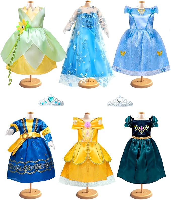 18 inch Doll Clothes Accessories, 6pcs Princess Costume Set with Crown Fits for 18 inch Girl Dolls