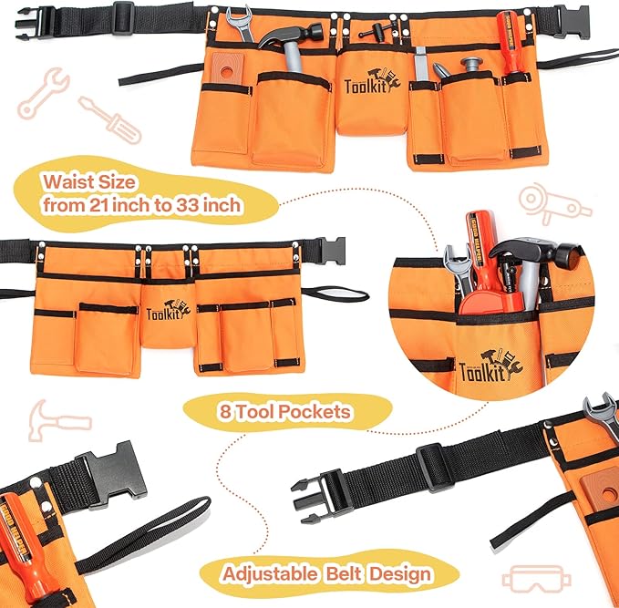 Kids Tool Set-Zealous Pretend Construction Toy with Kids Tool Belt, Toddler Tool Set with Angle Grinder Toys & Circular Saw, Child Play Tool Set for Boys Girls Ages 3,4,5,6,7 Years Old