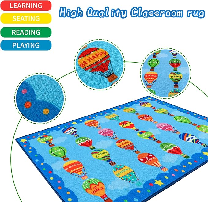 Classroom Rugs, Preschool Rugs for Classroom Elementary, School Learning Seat Area Rug, Non-Slip Educational Classroom Carpet, Washable Kids Rugs for Playroom Nursery (Style 4, 13'x 7'5")