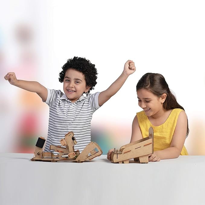 Smartivity Hot Shot Marble 3D Wooden Model Engineering STEM Learning Toy for Kids Ages 6 and Up includes Rubber Bands, Marbles, Engineered Wood Components, Instruction Manual, Learner's Log