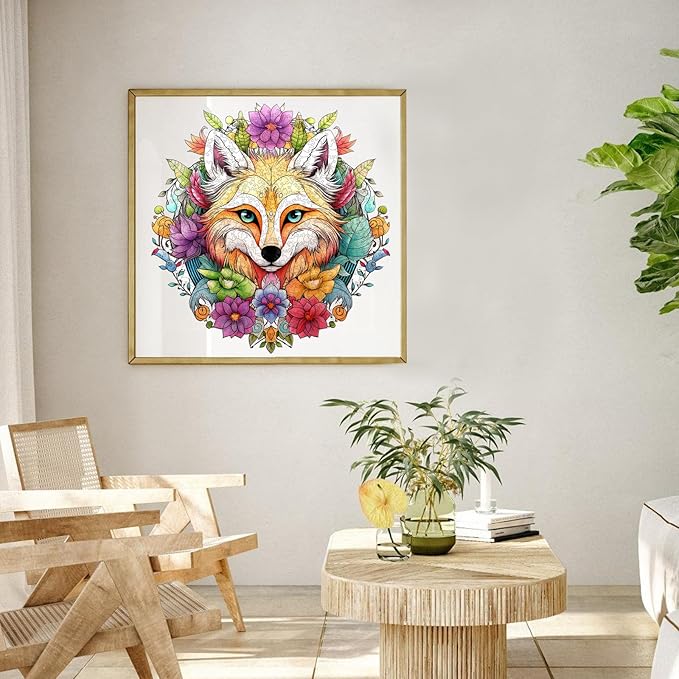 Wooden Puzzles for Adults,Fox Wooden Jigsaw Puzzles 500pcs,15.7x16.5in,Royal,Unique Shape Animal Adult Puzzles,Irregular Wood Puzzles Creative Gift for Adults and Kids Family Game