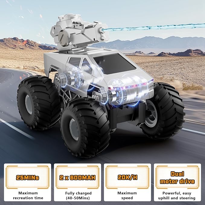 2-in-1 Trucks Toy-1/16 Remote Control Monster Trucks Toy, Amphibious 4WD All Terrain Off-Road Waterproof Pickup, 2.4GHZ Vehicles,RC Cars for Boys Age 6 7 8 9 10-12+