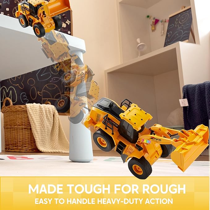 JOYIN Remote Control Construction Toys, 2.4Ghz RC Play Truck with Light, Front Loader Toys for Boys 3-5 4-7 8-12 Year Old Kids, Christmas Birthday Gift