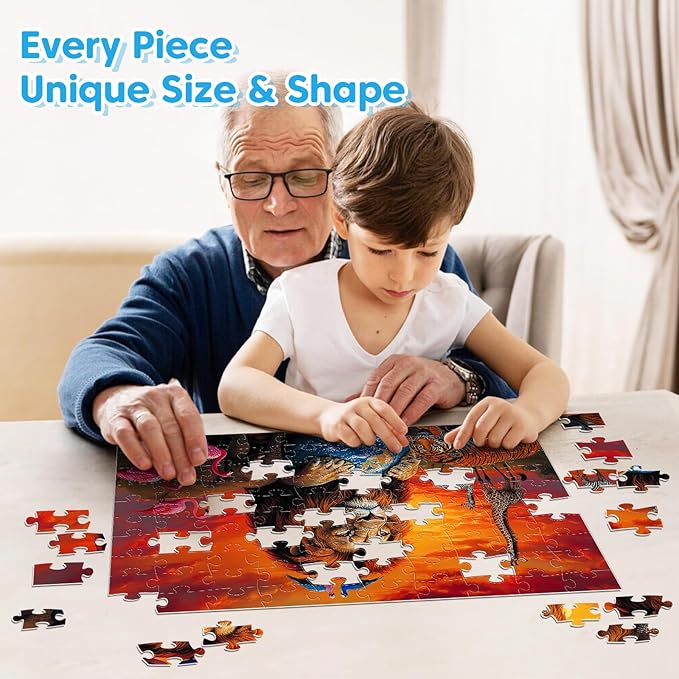 100 Piece Puzzles for Kids Ages 4-6 6-8 - Fantastic Creatures Collection Puzzle for Kids Ages 8-10 Large Piece Puzzles for Seniors Adults Jigsaw Puzzles Educational Gifts for Girls Boys Toys 4 Packs