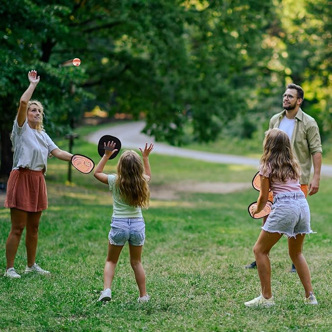 Toss and Catch Ball Set Toddler Baseball Training Glove, Pool Beach Toys for Kids Soft Sticky Balls, Yard Backyard Outside Outdoor Games for 3+ Years Old Boys Girls Birthday Gifts