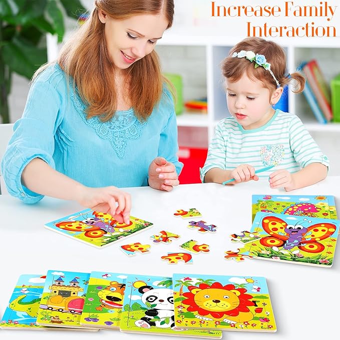 Yunsailing 40 Pack Wooden Puzzles for Kids Ages 3-5, Animals Jigsaw Puzzles for Toddlers Age 2-8, Preschool Educational and Learning Toys Gifts for Kids Children Birthday Party