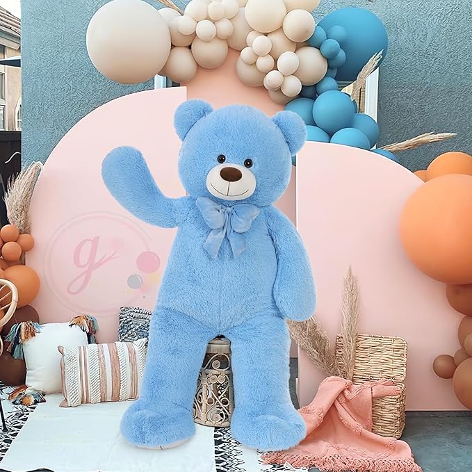 MorisMos Giant Teddy Bear 4 ft Stuffed Animal for Girlfriend,Cuddly Stuffed Big Blue Bear Plush Toy for Valentines,47 inches Big Stuffed Animal Bear Xmas Baby Shower for Boyfriend,Wife,Children