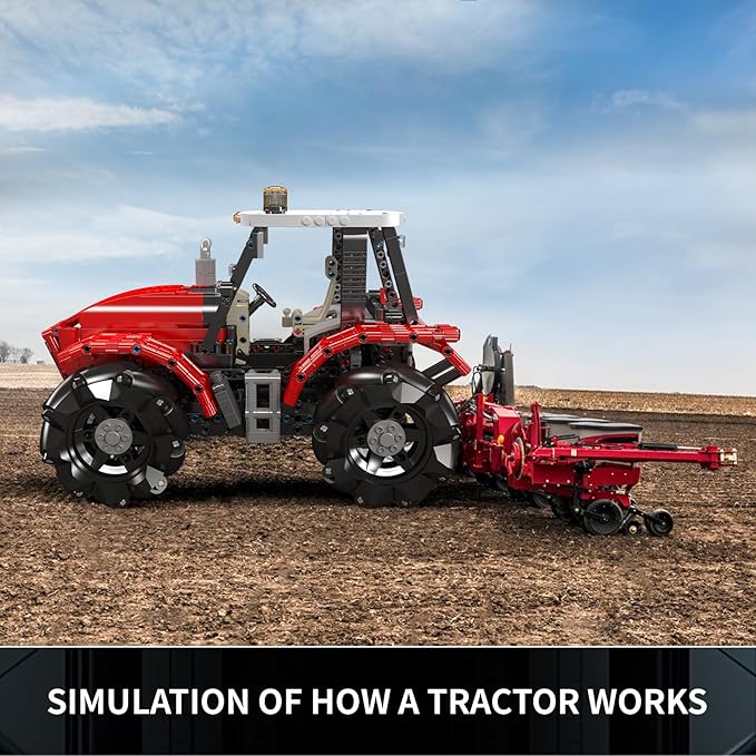 Mould King 18037 Tractor Model Building Blocks Kit, Buildable Farm Toy with Remote Control, Tractor Construction Vehicles Sets, STEM Farm Equipment Toys for Boys and Girls(1392 Pieces)