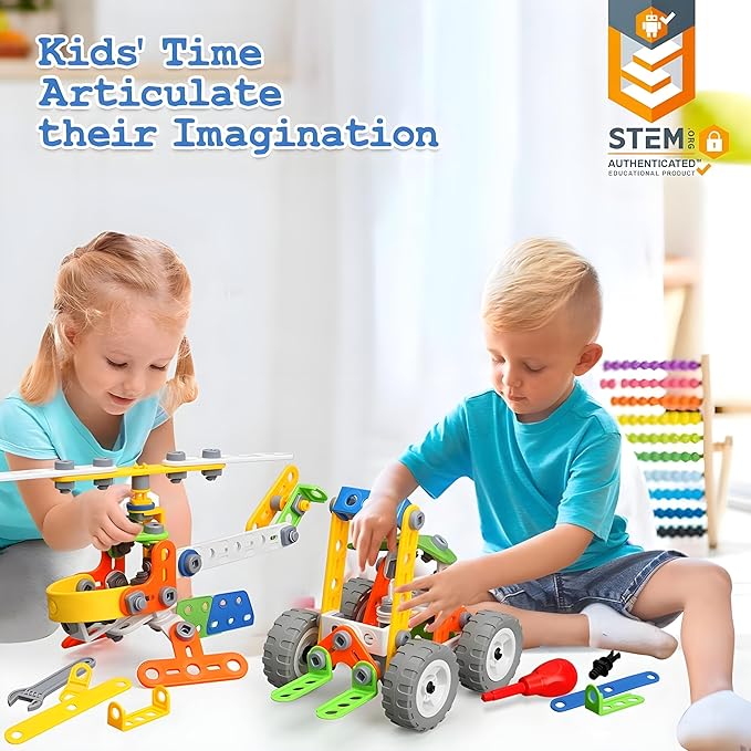 MOONTOY 11 in 1 Stem Building Toys for Kids Ages 4-8 STEM Toys for 4 5 6 7 8+ Year Old Boy Birthday Gift Idea, 175 Pcs Educational Construction Toy for Boys 5-7 4-6 6-8 Erector Set Blocks Game
